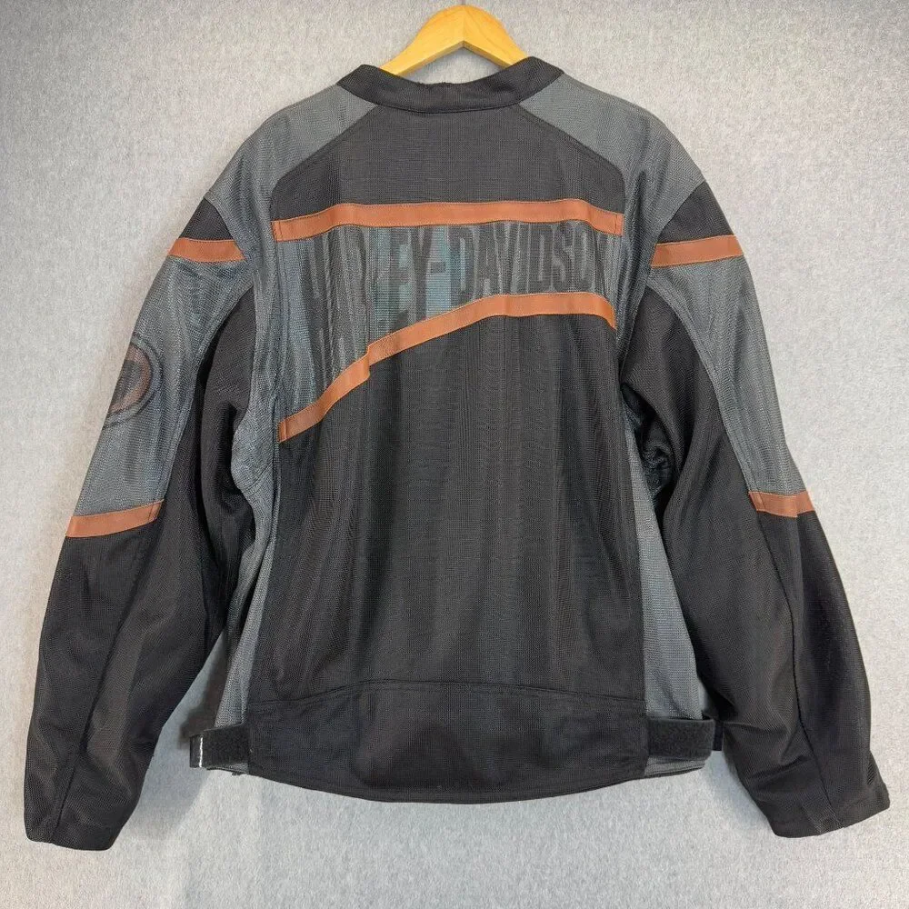 Harley Davidson NWT XXL Mesh Tri-State Jacket Leather Stripe USA 1 Logo‎ Riding